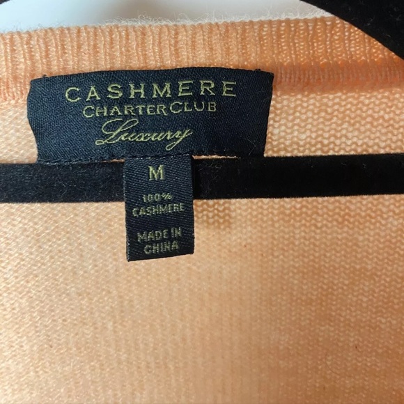 Charter Club Cashmere Sweater Crew Neck Orange Spring - Medium - Picture 3 of 4